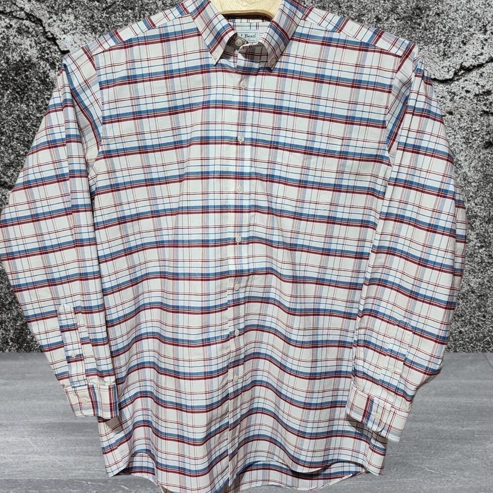 Men's LL Bean Traditional Fit Button Down Long Sleeve Shirt 17.5 37